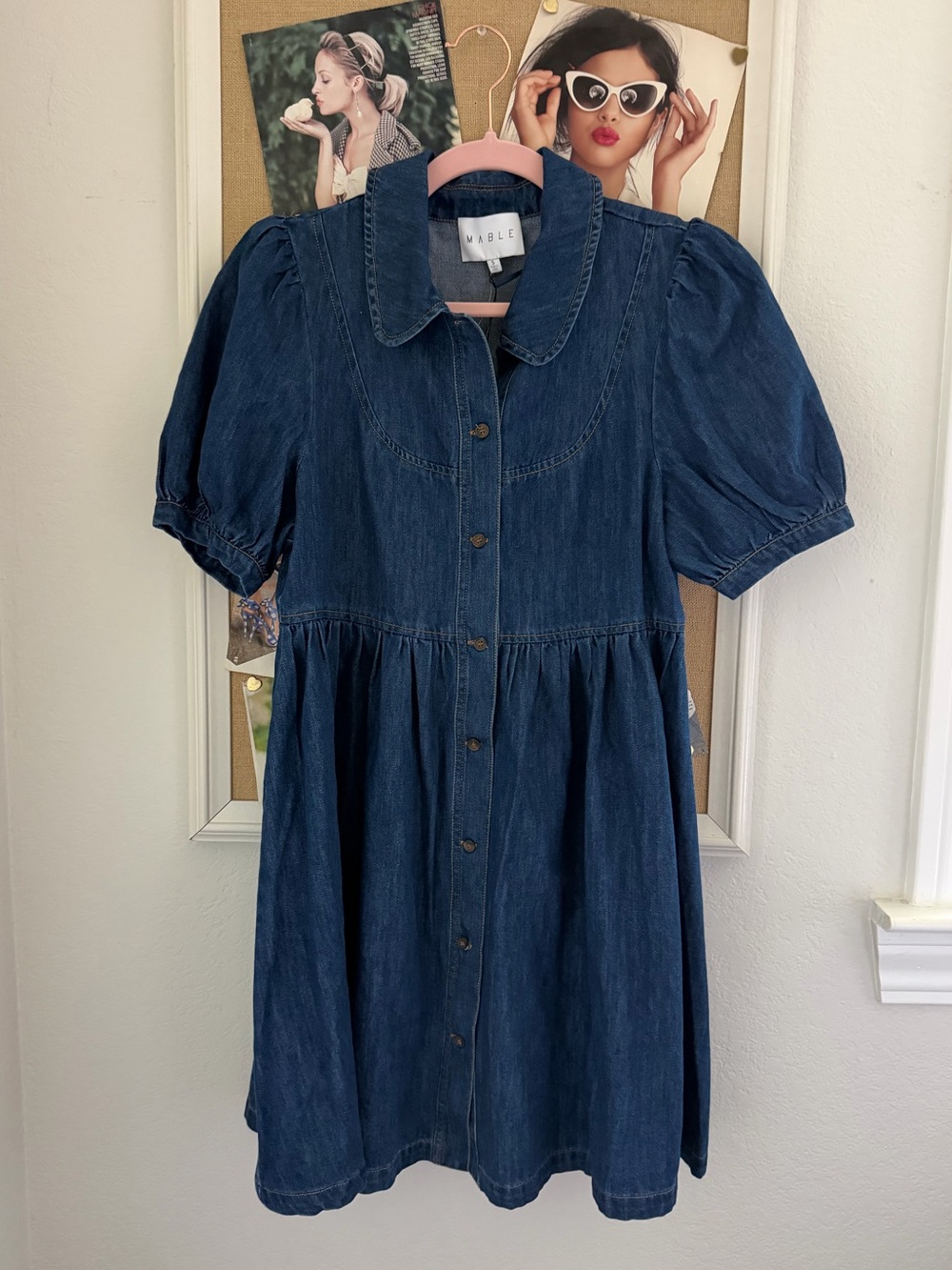 Mable Blue Denim Button-Front Dress